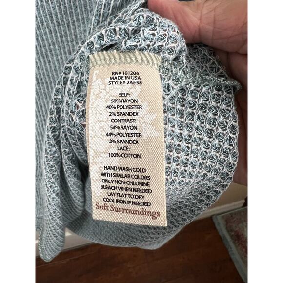 Soft Surroundings Bailey Thermal Gray Blue Long Sleeve Top Small - Picture 3 of 6